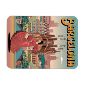 旅行ヴィンテージバルセロナsagrada familia gives マグネット (横)