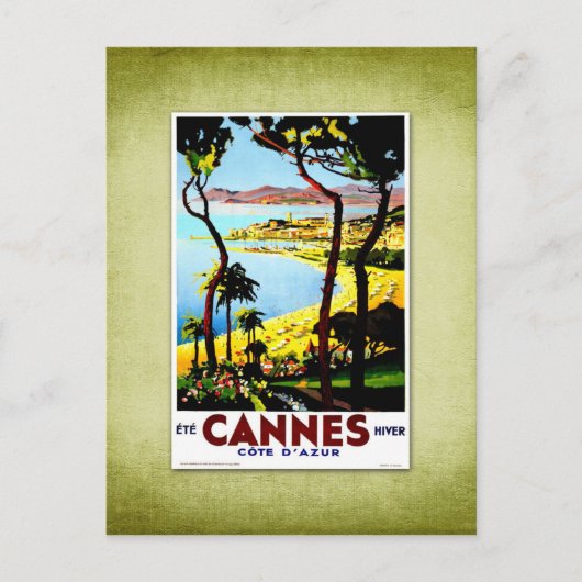旅行ヴィンテージポスターカンヌフランス ポストカード (正面)