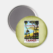 旅行ヴィンテージポスターカンヌフランス マグネット (正面/裏面)