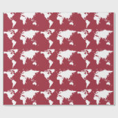 旅行世界地図が白い赤 ラッピングペーパー (フラット)