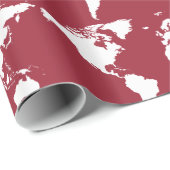 旅行世界地図が白い赤 ラッピングペーパー (ロールコーナー)