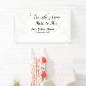 旅行中のブライズシャワーの名前と日付をミスからミセスに変更 横断幕 (インサイチュ)