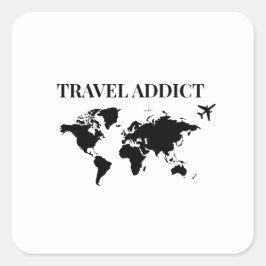旅行中毒者 - 世界旅行のギフト スクエアシール