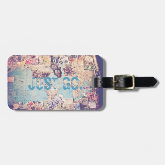 旅行主題のマップ荷物タグ ラゲッジタグ (正面横)