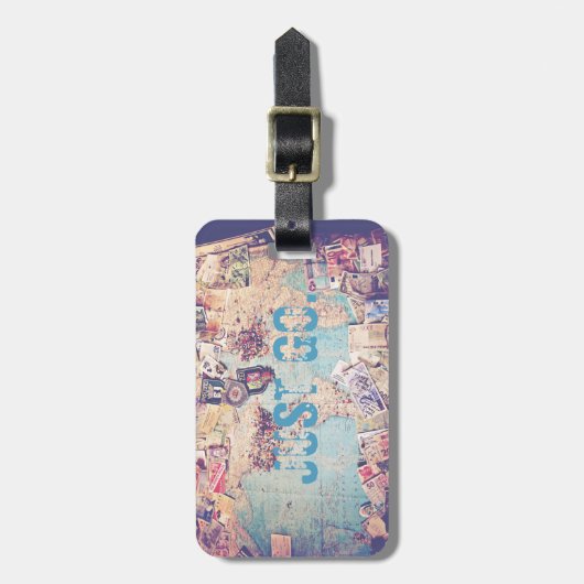 旅行主題のマップ荷物タグ ラゲッジタグ (正面縦)