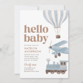 旅行交通赤ちゃんシャワー 招待状 (正面)