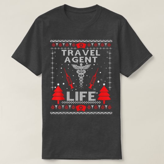 旅行代理人生ダサいクリスマススウェターお揃い Tシャツ (デザイン正面)