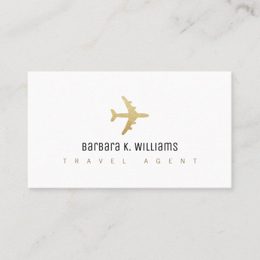 旅行代理人航空機付きホワイトビジネスカード 名刺 (正面)