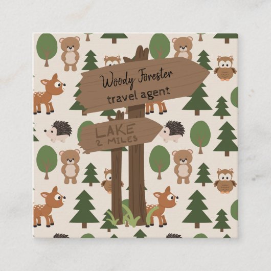 旅行代理店のかわいく素朴な休暇 スクエア名刺 (正面)