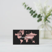 旅行代理店ののどのばら色の金ゴールドの世界地図の行先 名刺 (スタンド正面)