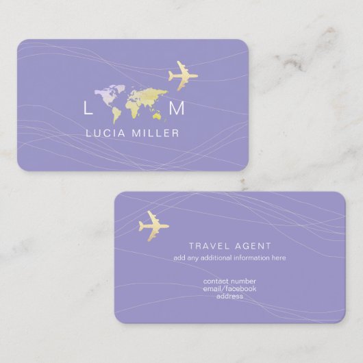 旅行代理店のニースのビジネス淡い色のカード – 紫 名刺 (正面/裏面)