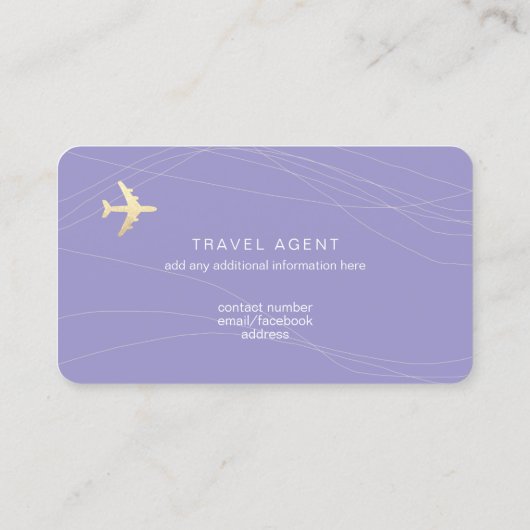 旅行代理店のニースのビジネス淡い色のカード – 紫 名刺 (裏面)