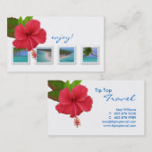 旅行代理店のハイビスカスの海の名刺 名刺 (正面/裏面)