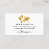 旅行代理店のフェイクな金ゴールドの世界地図の行先 名刺 (裏面)