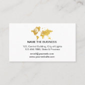 旅行代理店のフェイクな金ゴールドの世界地図の行先 名刺 (裏面)