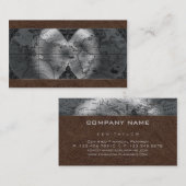 旅行代理店の世界地図の地球のブラウンの革 名刺 (正面/裏面)