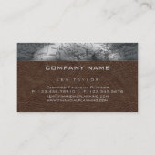 旅行代理店の世界地図の地球のブラウンの革 名刺 (裏面)