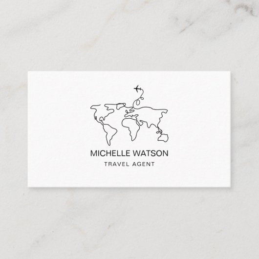 旅行代理店の世界地図の飛行機の休暇 名刺 (正面)