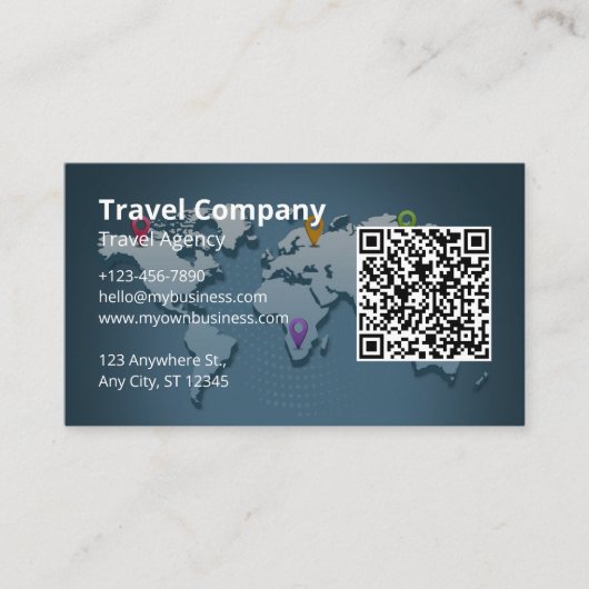 旅行代理店の世界地図 名刺 (正面)