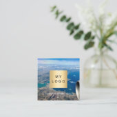 旅行代理店の写真QRコードのソーシャルメディア スクエア名刺 (スタンド正面)