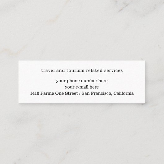 旅行代理店の名刺の世界地図 スキニー名刺 (裏面)