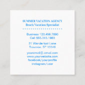 旅行代理店の夏の熱帯ビーチの海 スクエア名刺 (裏面)