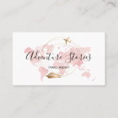 旅行代理店の旅行ブログピンクワールドマップクルーズ 名刺 (正面)