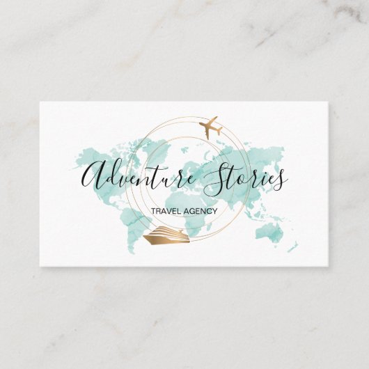 旅行代理店の旅行ブログブルーワールドマップクルーズ 名刺 (正面)