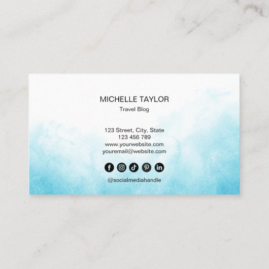 旅行代理店の旅行ブログブルーワールドマップクルーズ 名刺 (裏面)