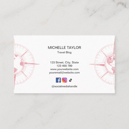 旅行代理店の旅行ブログ世界地図コンパス 名刺 (裏面)