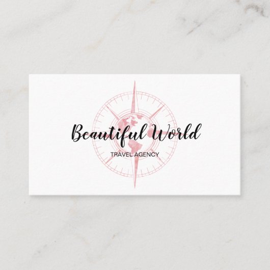 旅行代理店の旅行ブログ世界地図コンパス 名刺 (正面)
