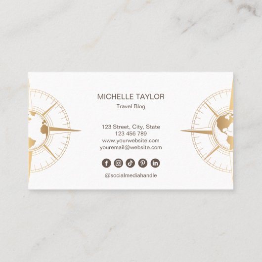 旅行代理店の旅行ブログ世界地図コンパス 名刺 (裏面)