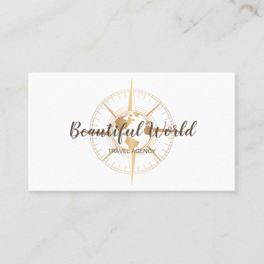 旅行代理店の旅行ブログ世界地図コンパス 名刺 (正面)