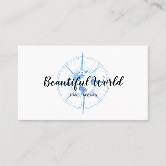 旅行代理店の旅行ブログ世界地図コンパス 名刺 (正面)