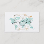 旅行代理店の旅行ブログ世界地図ロゴ 名刺 (正面)