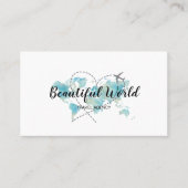 旅行代理店の旅行ブログ世界地図ロゴ 名刺 (正面)