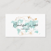 旅行代理店の旅行ブログ世界地図ロゴ 名刺 (正面)