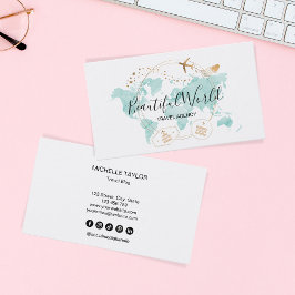 旅行代理店の旅行ブログ世界地図ロゴ 名刺