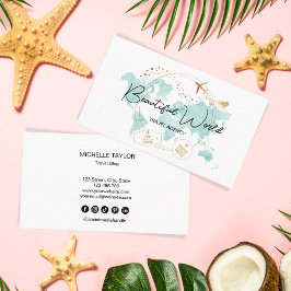 旅行代理店の旅行ブログ世界地図ロゴ 名刺