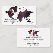 旅行代理店の水の色の世界地図の観光予約 名刺 (正面/裏面)