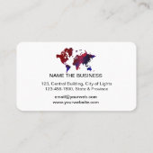 旅行代理店の水の色の世界地図の観光予約 名刺 (裏面)