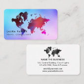 旅行代理店の水の色の世界地図の観光予約 名刺 (正面/裏面)