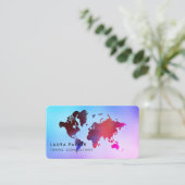 旅行代理店の水の色の世界地図の観光予約 名刺 (スタンド正面)