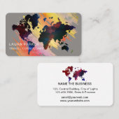 旅行代理店の水彩画の世界地図の観光事業の予約 名刺 (正面/裏面)