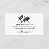 旅行代理店の水彩画の世界地図の観光事業の予約 名刺 (裏面)