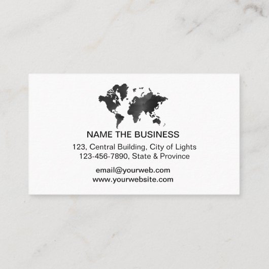 旅行代理店の水彩画の世界地図の観光事業の予約 名刺 (裏面)