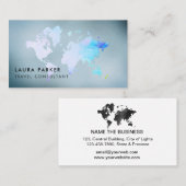 旅行代理店の水彩画の世界地図の観光事業の予約 名刺 (正面/裏面)