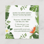旅行代理店の熱帯やし葉状体のハワイアンの休暇 スクエア名刺 (裏面)