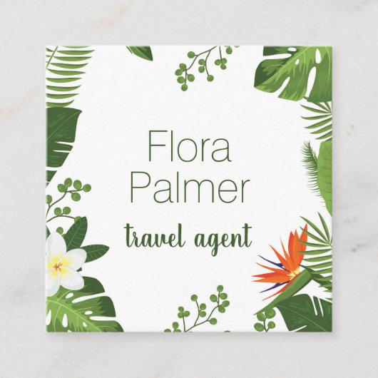 旅行代理店の熱帯やし葉状体のハワイアンの休暇 スクエア名刺 (正面)