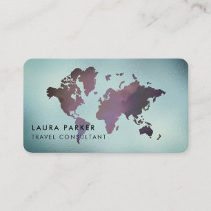 旅行代理店の白黒の世界地図の観光事業の予約 名刺